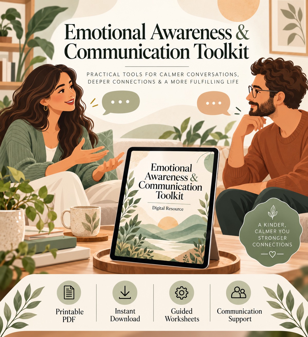 Bundle Emotional Wheel & "I Statement" communication toolkit